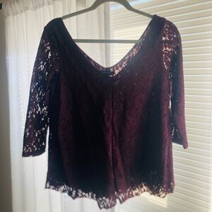 AEO Burgundy Lace Blouse